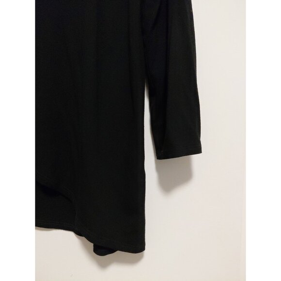 Eileen Fisher Tunic Top Asymmetrical Hem Long Sleeves Petite Large Black - Picture 4 of 7